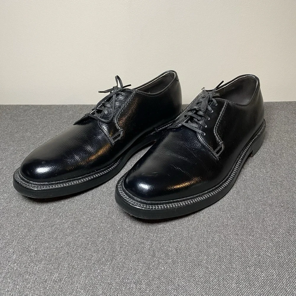 Vintage Sears Derby Blucher Dress Shoe Size 8.5 EE Black Pebbled 74668